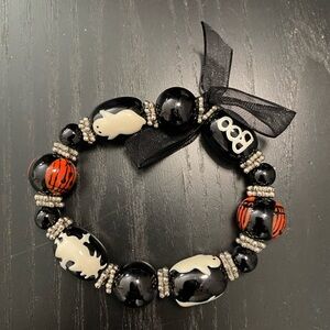 Halloween Themed Black and Orange Beaded Bracelet